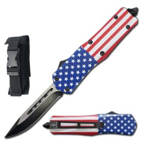 7" American Flag Tactical Recon OTF Combat Knife, Patriotic.