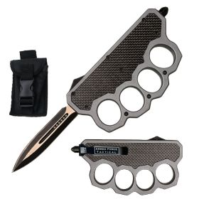 Carbon Fiber Grey Knuckle Out The Front OTF Knife