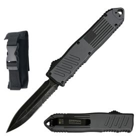 9" Havoc Military USA Flag Grey OTF Dual Action Automatic Knife slim