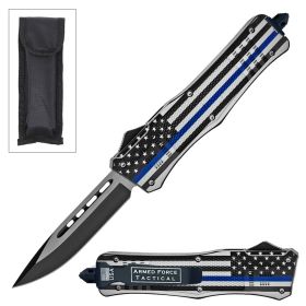 9" US Flag Ghost Tactical OTF Pocket Knife Drop Point Blade