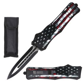 9" US Flag Ghost Tactical OTF Pocket Knife Dagger Point Blade