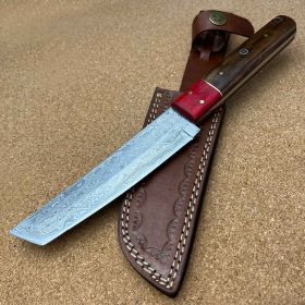 10.5" Damascus Steel Custom Handmade Hunting Skinning Tanto Knife