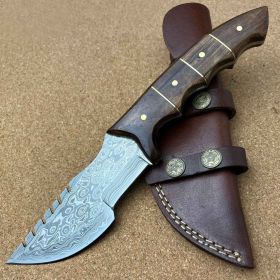 11.5" Damascus Steel Custom Handmade Skinning Hunting Knife
