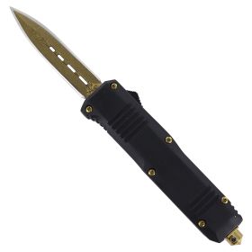 6.75" Golden Fang Compact Damascus Steel Automatic OTF Knife