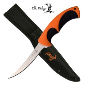 10" Overall Fillet Knife Silver Blade Black Orange Fishing With Sheath