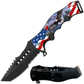 8.5" Tactical American Flying Eagle Spring Assisted Folding  Pocket Knife Cleaver Blade