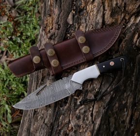 10.25" Damascus Steel Custom Handmade Hunting Gut Hook Blade Knife