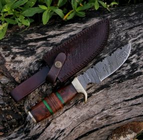 10.5" Damascus Steel Custom Handmade Hunting Skinning Knife