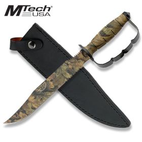 15 Inch Overall Camo Fixed Blade Knuckle Handle Bowie Survival Knife