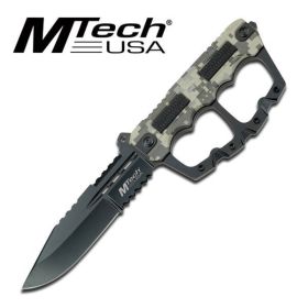 10.5 Inch Mtech Fixed Blade Digital Camo Knuckle Handle Knife
