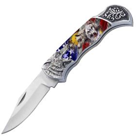 7.25" Wolf Bolster Handle Pocket Knife in a Gift Box