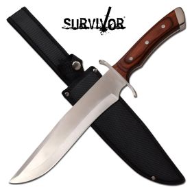 10" Blade Brown Wood Handle Full Tang Hunter Bowie Knife
