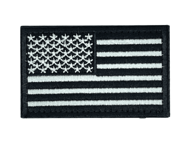 Tactical USA Flag Patch with Detachable Backing (Color: Black & White)