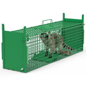 Live Animal Cage Trap For Animals Under Easy To Setup Humane Galvanized Iron Trap Cage For Raccoons Armadillos Groundhogs Muskrats Opossums Skunk (size: L)