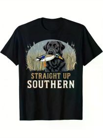 Straight Up Dog Hunting Duck Southern Men S Hunting T-Shirt Clothing, 220g Pure Cotton., Regular-Fit, Family T-shirt (Color: Black, size: XXXL)