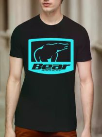 Bear bow hunting bow water sign hunter black t-shirt for men (Color: Black, size: XXL)