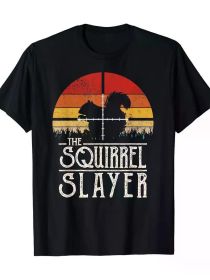 Vintage Sunset Retro Style Squirrel Hunting Squirrel Slayer T-Shirt (Color: Black, size: M)