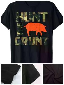 Camo Hunt The Grunt Hog Vintage Wild Boar Hunting Hunt Dad Men T-Shirt 100% Cotton - 220g (Color: Black, size: XXL)