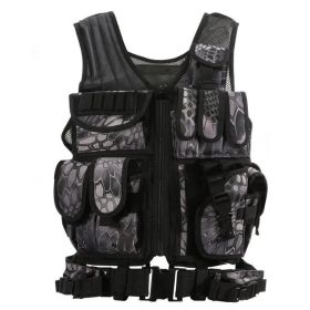 Tactical Vest Military Combat Army Armor Vests Plate Carrier Swat Vest Outdoor Hunting Fishing CS Training Vest (Option: Black python pattern)