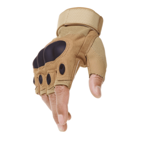 Tactical Hard Knuckle Fingerless Gloves For Hunting Shooting (Color: Yellow, size: M)